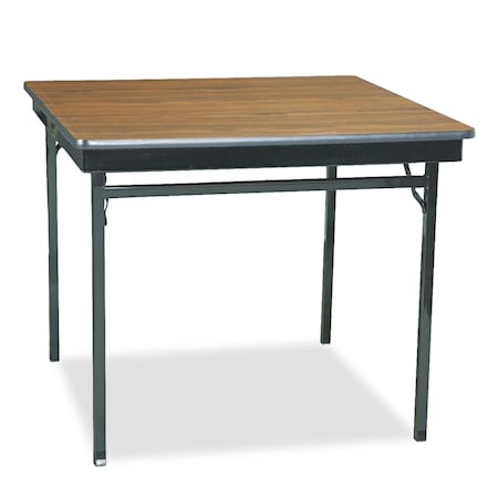 Barricks Square Folding Table, 36" W, 36" L, 30" H, Walnut/Black Top, Laminate CL36-WA
